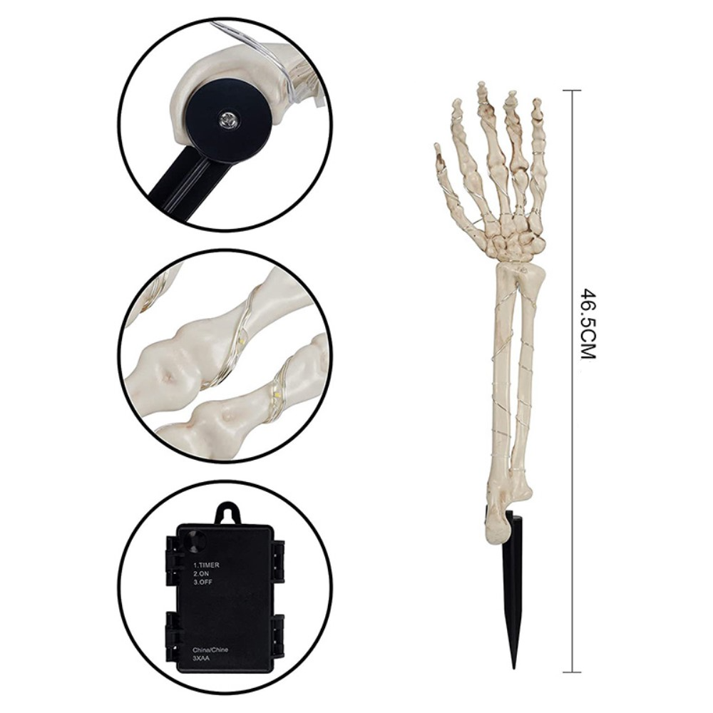 (2er Set) LED Halloween Party Deko Licht Skelett Arme Garten Leuchte (Batteriebetrieben) - Warmweiss