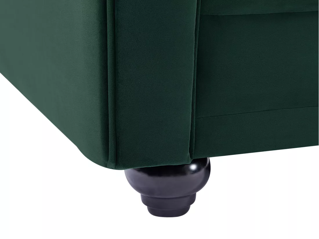 Canapé 3 places et fauteuil en velours vert CHESTERFIELD