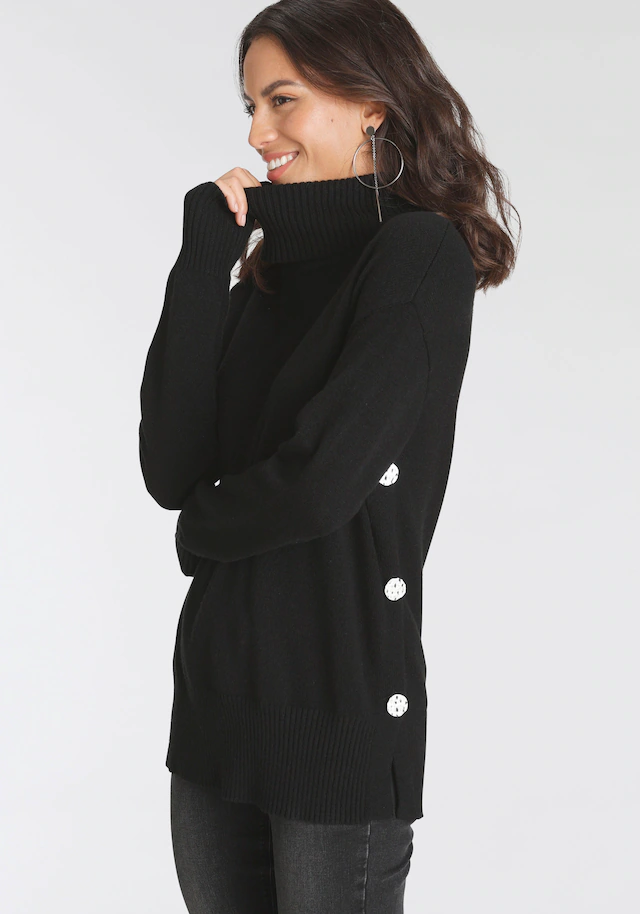 Laura Scott Rollkragenpullover , mit seitlichen Knöpfen