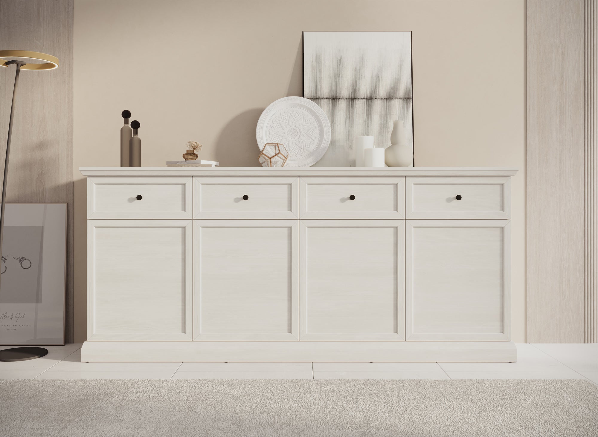 Meubella - Dressoir Leroy - Wit eiken - 193 cm