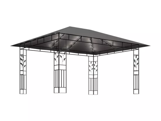 Tonnelle avec moustiquaire et lumières LED 4x3x2,73m Anthracite