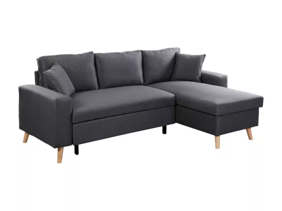 Canapé d'Angle Scandinave Réversible Convertible avec Coffre en Tissu