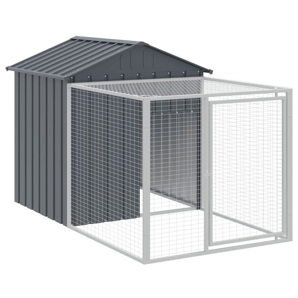 Poulailler avec cour anthracite 117x1221x123 cm acier galvanisé