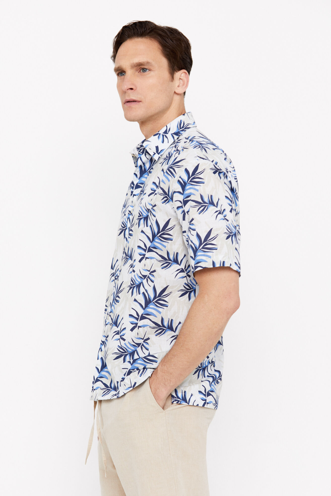 Camisa estampada de manga curta - Azul marinho