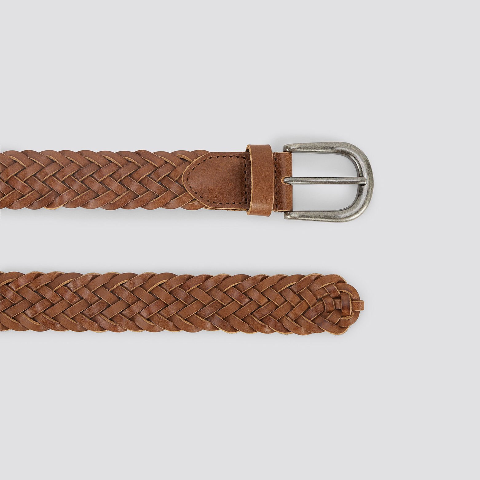 Ceinture tressée en cuir Marron