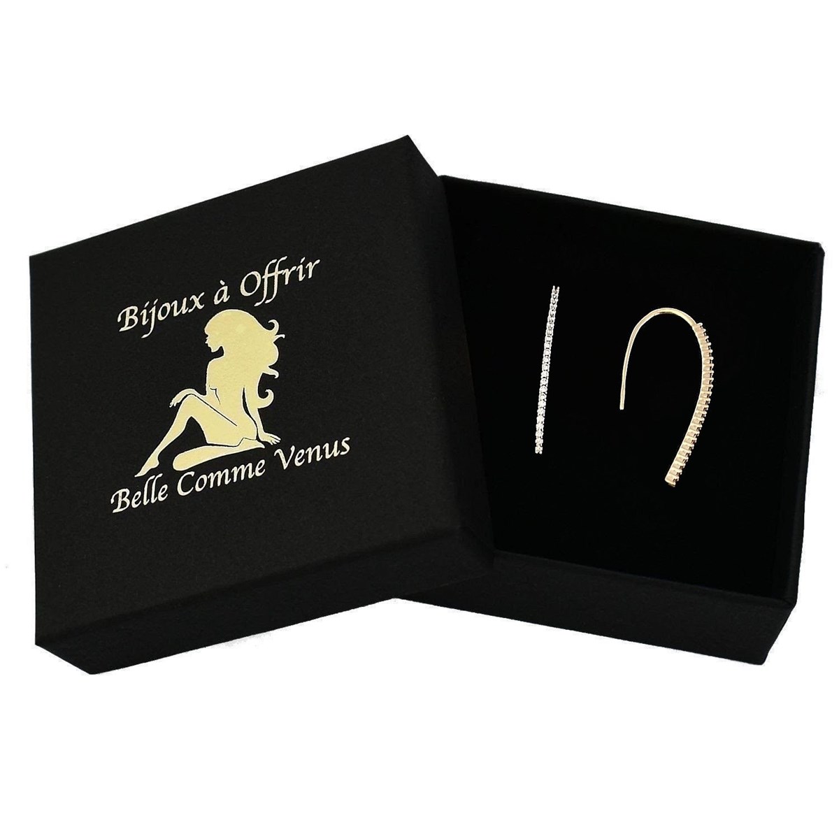 Boucles d'oreilles pendantes chute d'oxyde de zirconium Plaqué OR 750 3 microns
