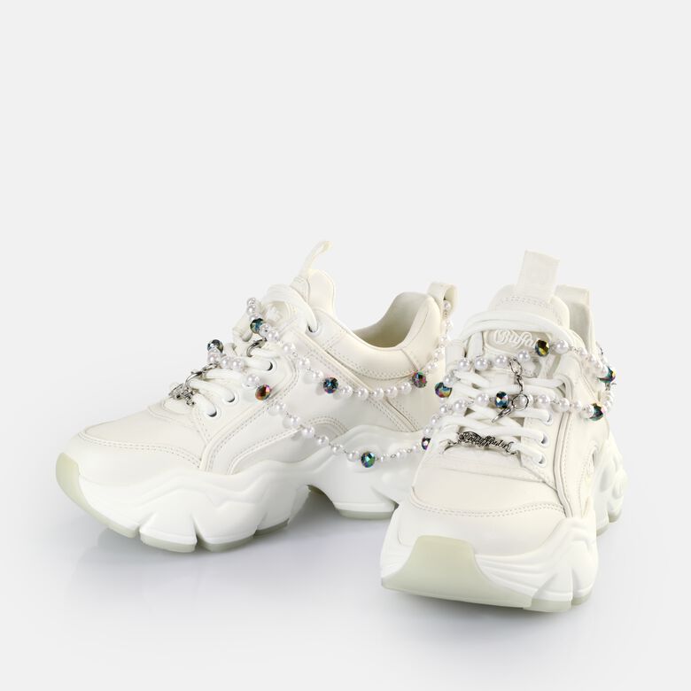 Binary Charm Baskets basses véganes, blanc perle
