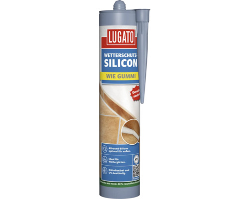 Lugato Weerbestendige Siliconen, Zoals Rubber, Zilvergrijs, 310 ml