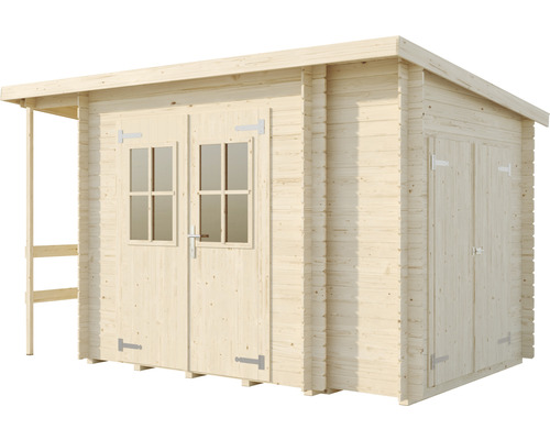 Outdoor Life Vilano 3 tuinhuis inclusief aangebouwde kast, dakopbouw, berging, vloer 339 x 236 cm naturel