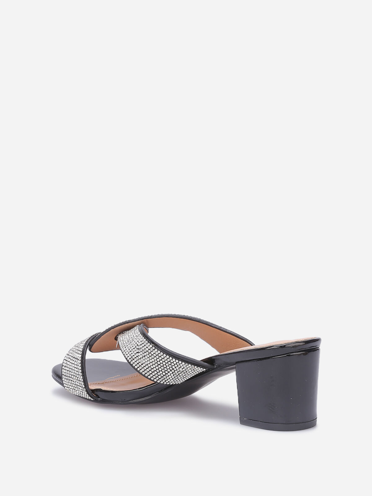 Mules à brides croisées et strass grandes tailles- Noir