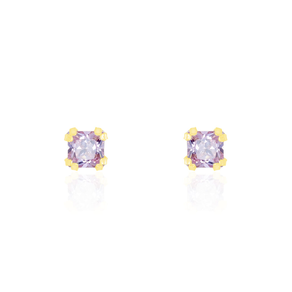 Boucles D'oreilles Puces Doreen Carre Or Jaune Oxyde De Zirconium