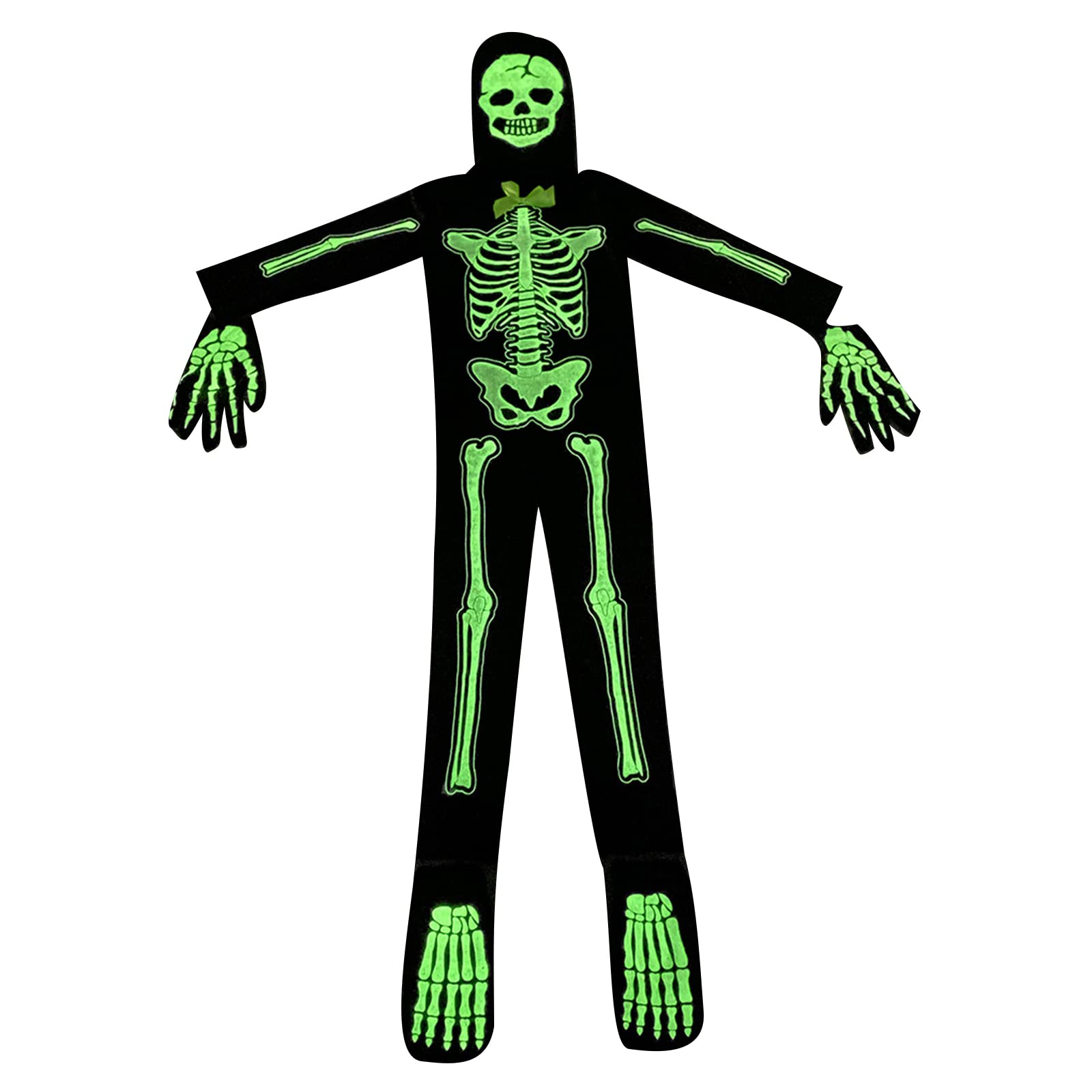 (120cm) Fasnachts Kinder Kostüm Glow in the Dark Skelett Overall Verkleidung für Motto Partys / Halloween inkl. Stoff Maske / Handschuhe / Socken