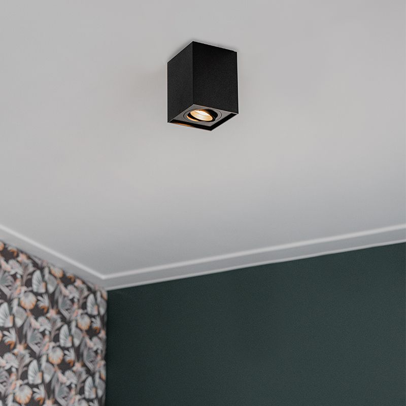 Moderne opbouwspot zwart draai- en kantelbaar - Quadro 1 Up