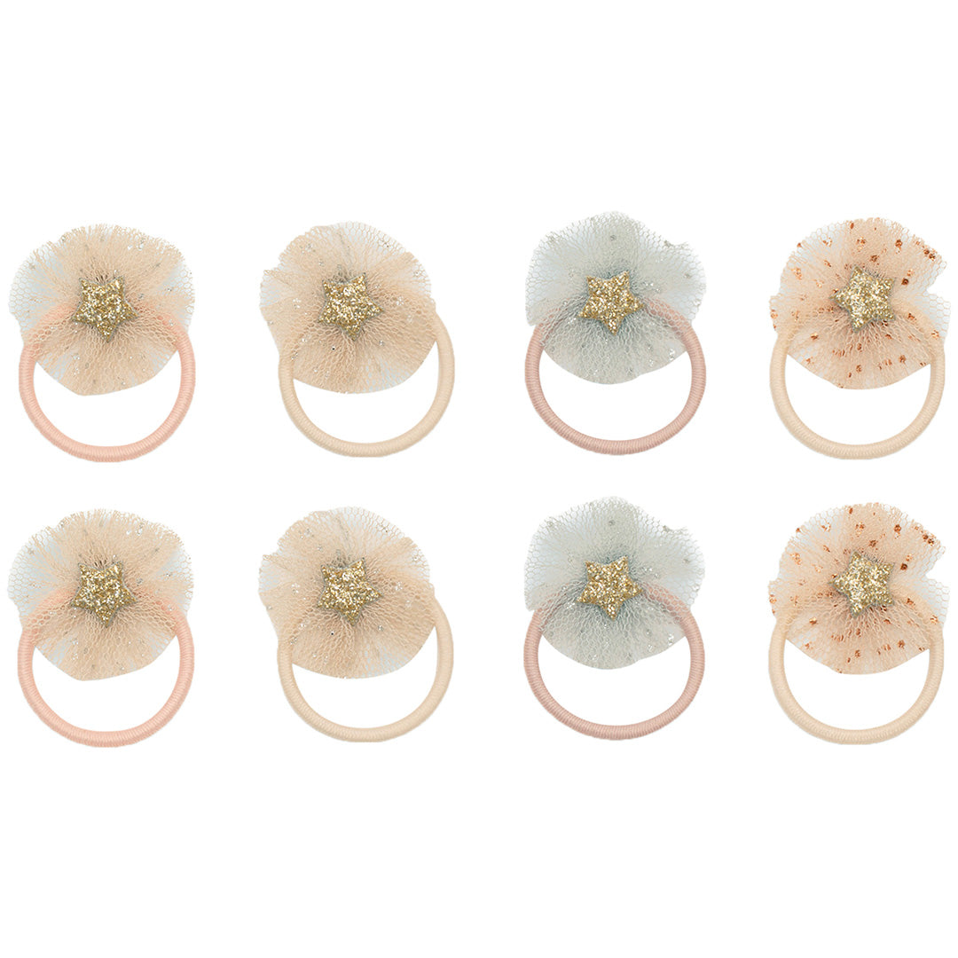 mimi & lula haarelastiekjes tulle rosette mini - neutral - 8st