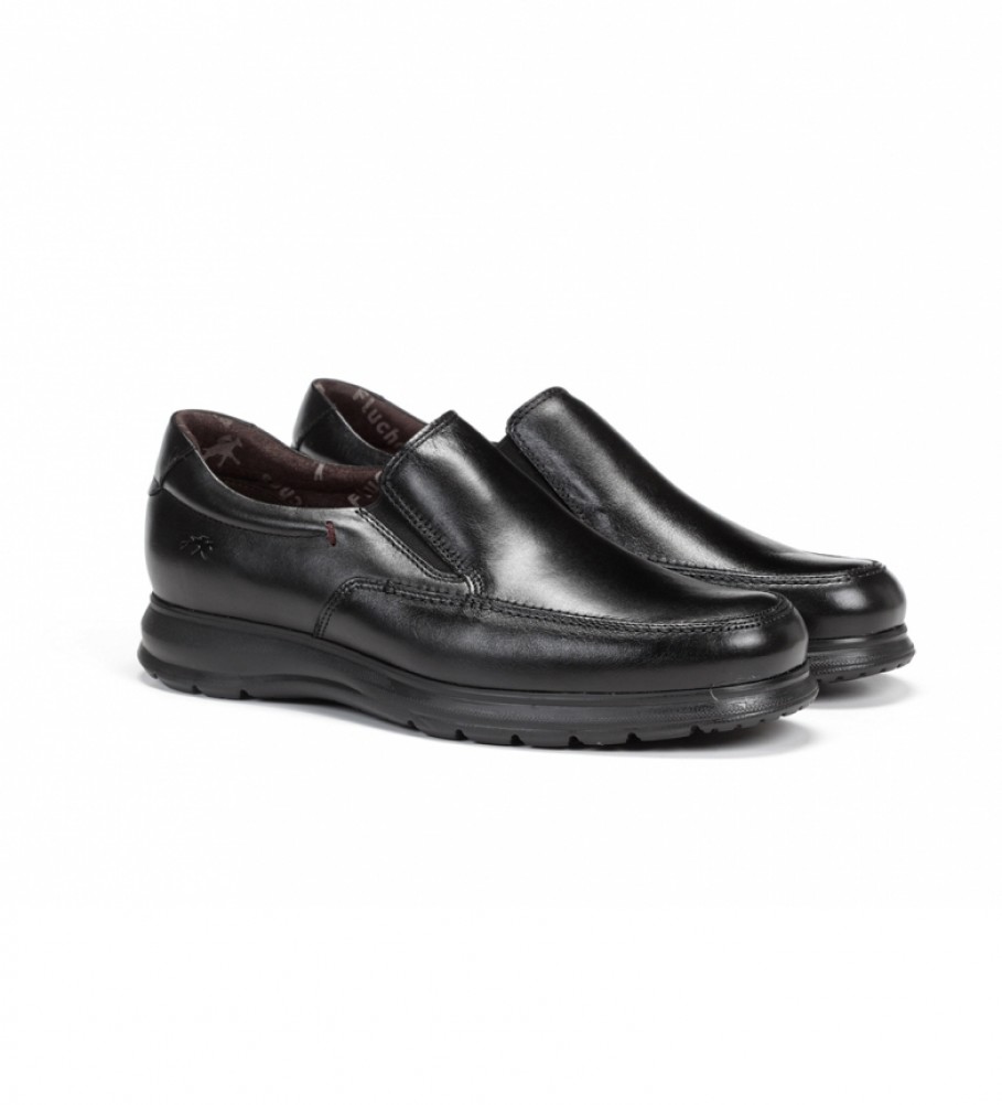 Sapatos Fluchos Zeta F0603 em couro preto macio