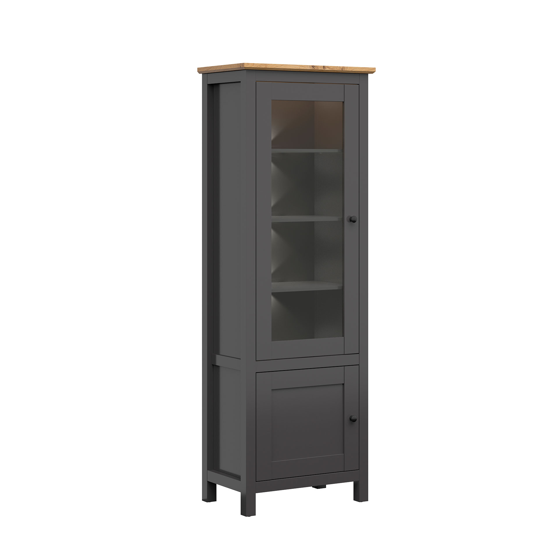 Standvitrine - graphit - Artisan Eiche - 71 cm