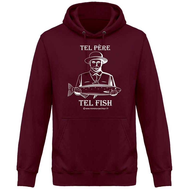 Sweat Homme Monsieur Pêcheur Tel Père Tel Fish - Burgundy