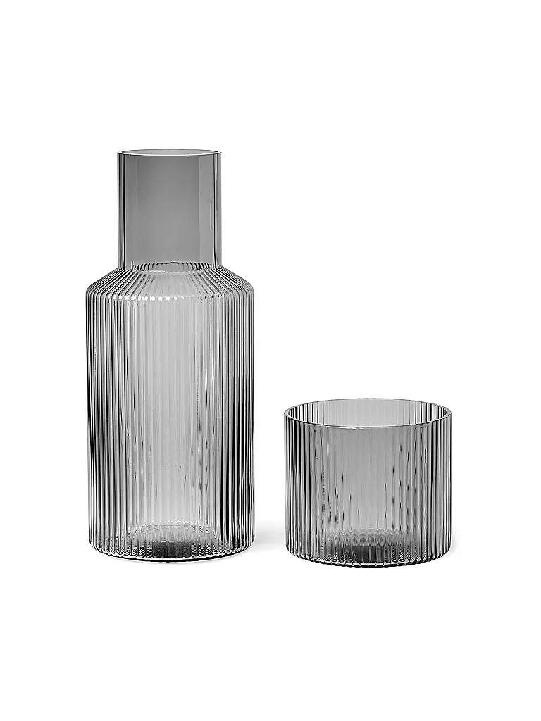 FERM LIVING Karaffen Set Ripple Small Smoked Grey grau