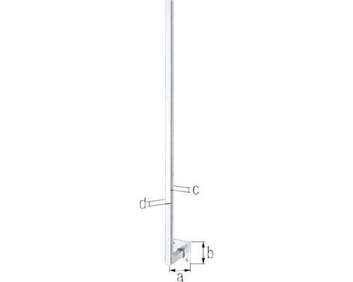 Universele schroefpaal, verzinkt, 1150 mm, met een afstand van 70 mm.