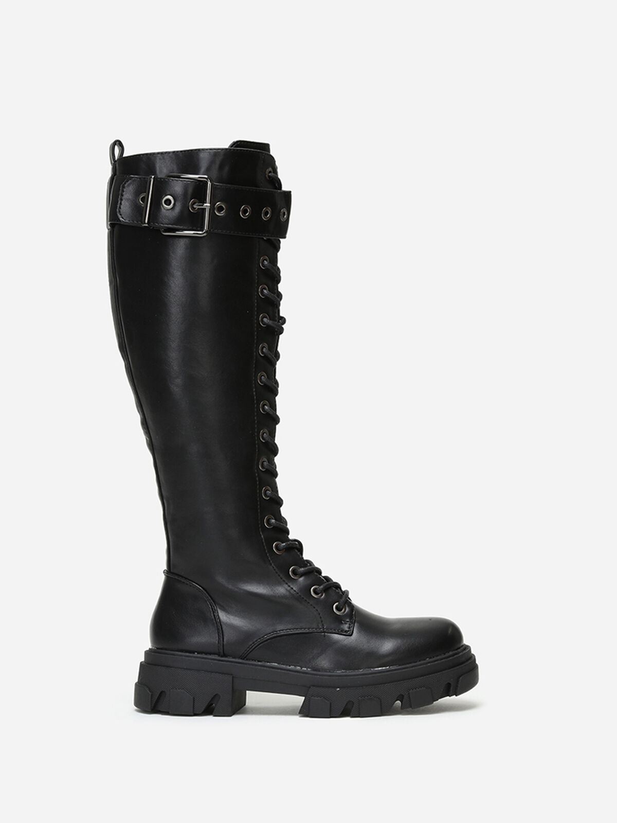 Bottes rangers crantées à boucle- Noir