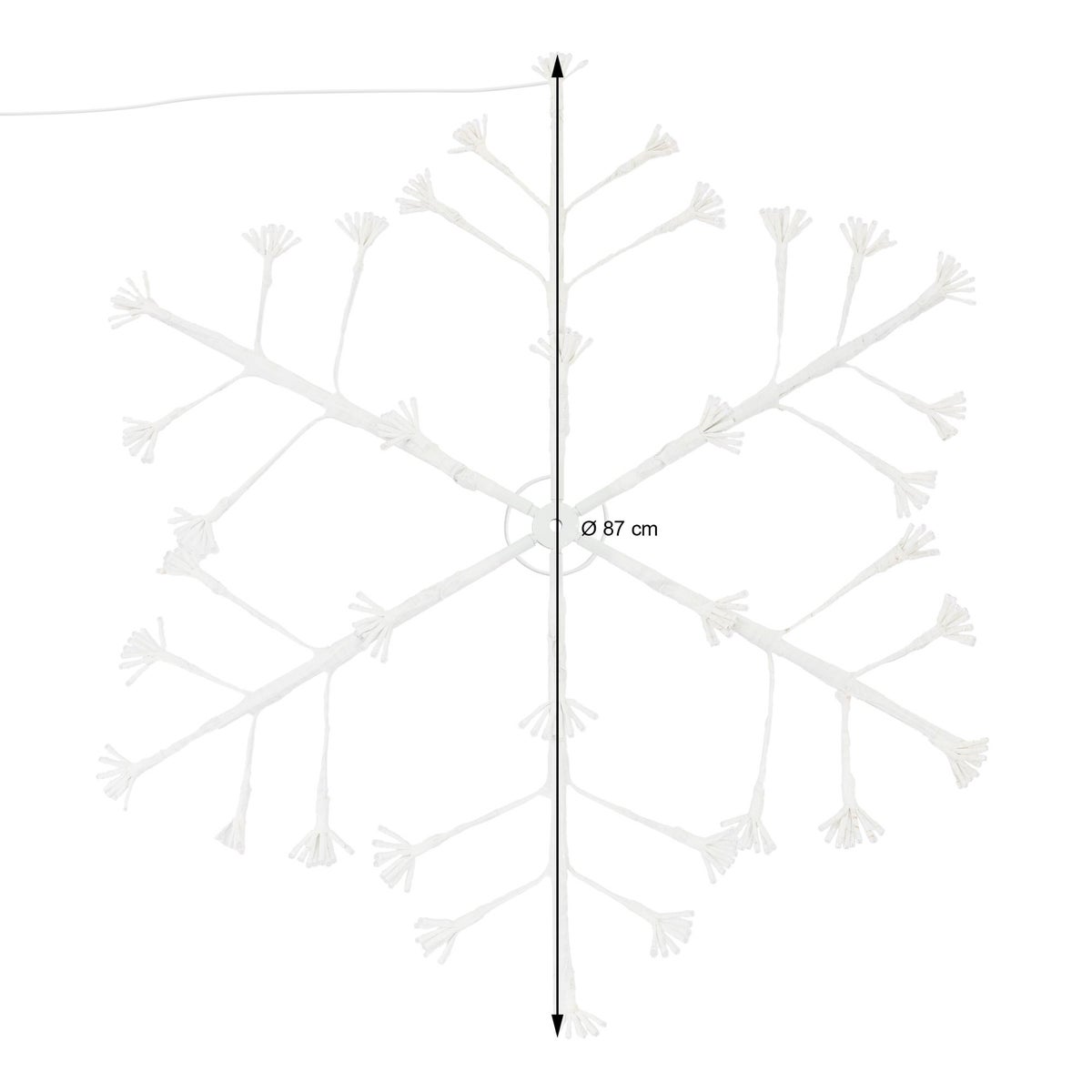 ECD Germany LED-sneeuwvlok met 288 warmwitte LED's, 87 cm, decoratieve hangende kerstverlichting voor binnen- en buitengebruik, IP44 waterdicht, raamsilhouet raamdecoratie lichtsnoer voor kerst