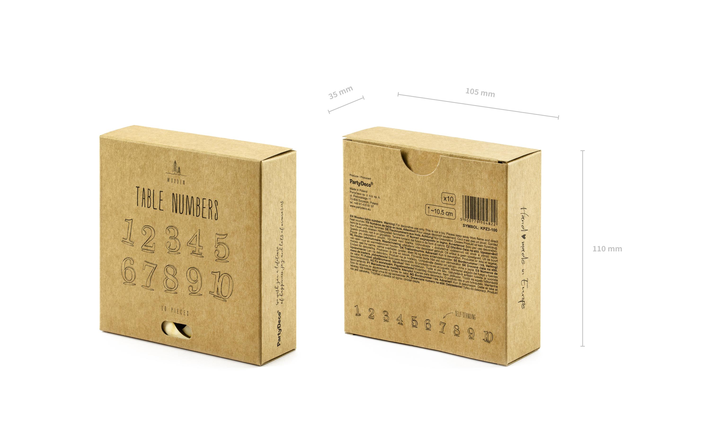 Tischkarte Nummern 10.5 cm, 10 Stück, HolzTischzahlen aus Holz