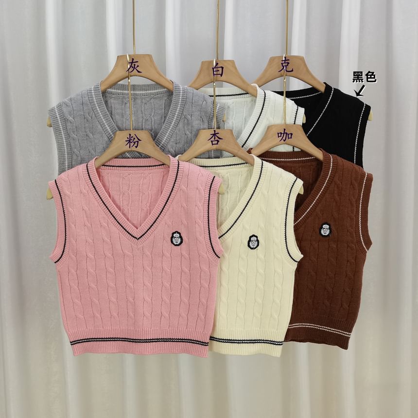 Lady Jean - V-hals Cartoon Logo Gebreid Vest