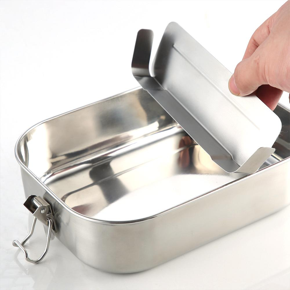 (1.2L) Edelstahl Lunch Box Essens Behälter mit Trennwand - Silber
