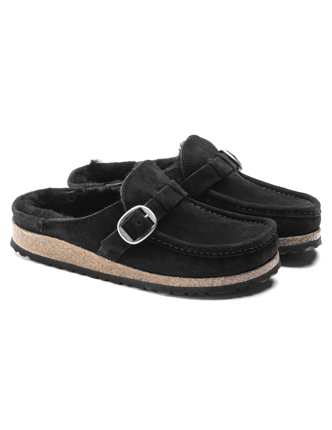 birkenstock sabots fourrés femme buckley suede shearling daim noir