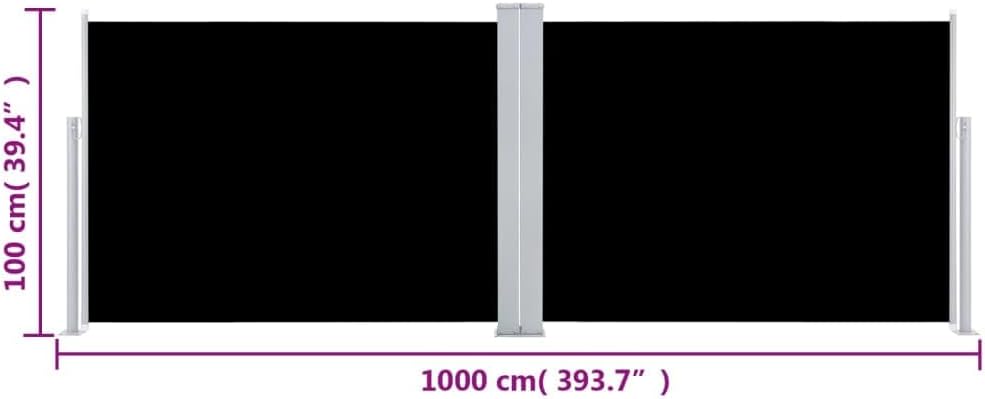 windschermen uittrekbaar - vidaXL Retractable Side Awning Black 39.4