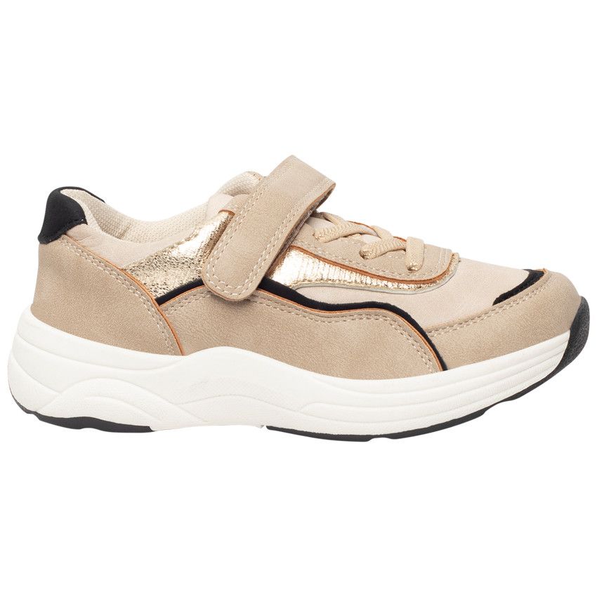 Baskets de sport basses avec empiècements irisés pour fille - Beige