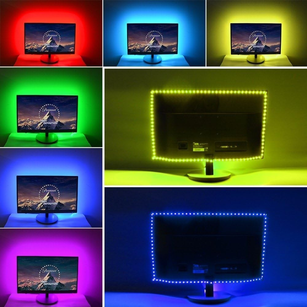 (2m) 60 LED's Licht Streifen Leiste RGB Lampen Lichterkette TV Hintergrundbeleuchtung IP65   Fernbedienung