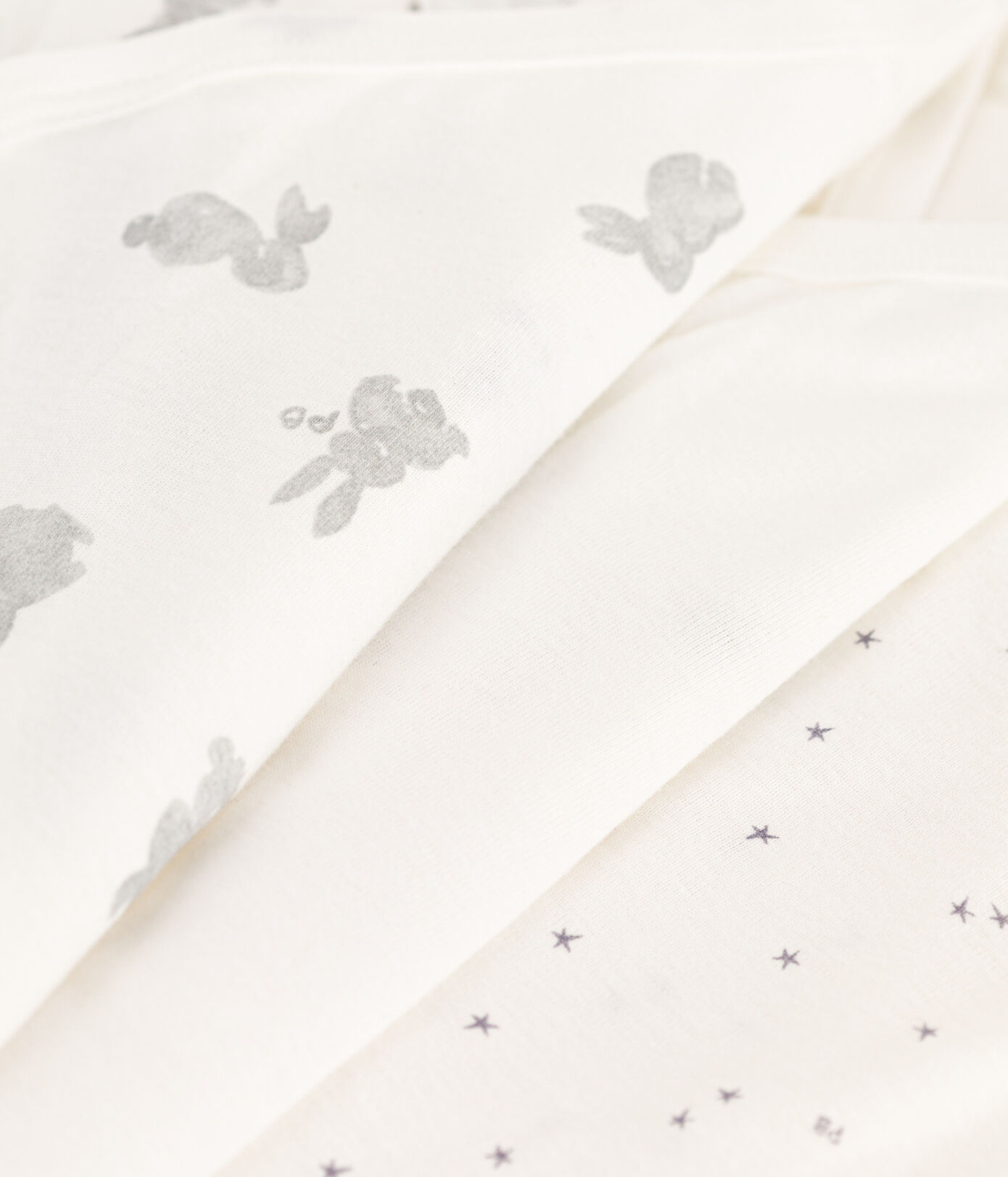 Lot de 3 bodies croisés manches courtes lapins en coton