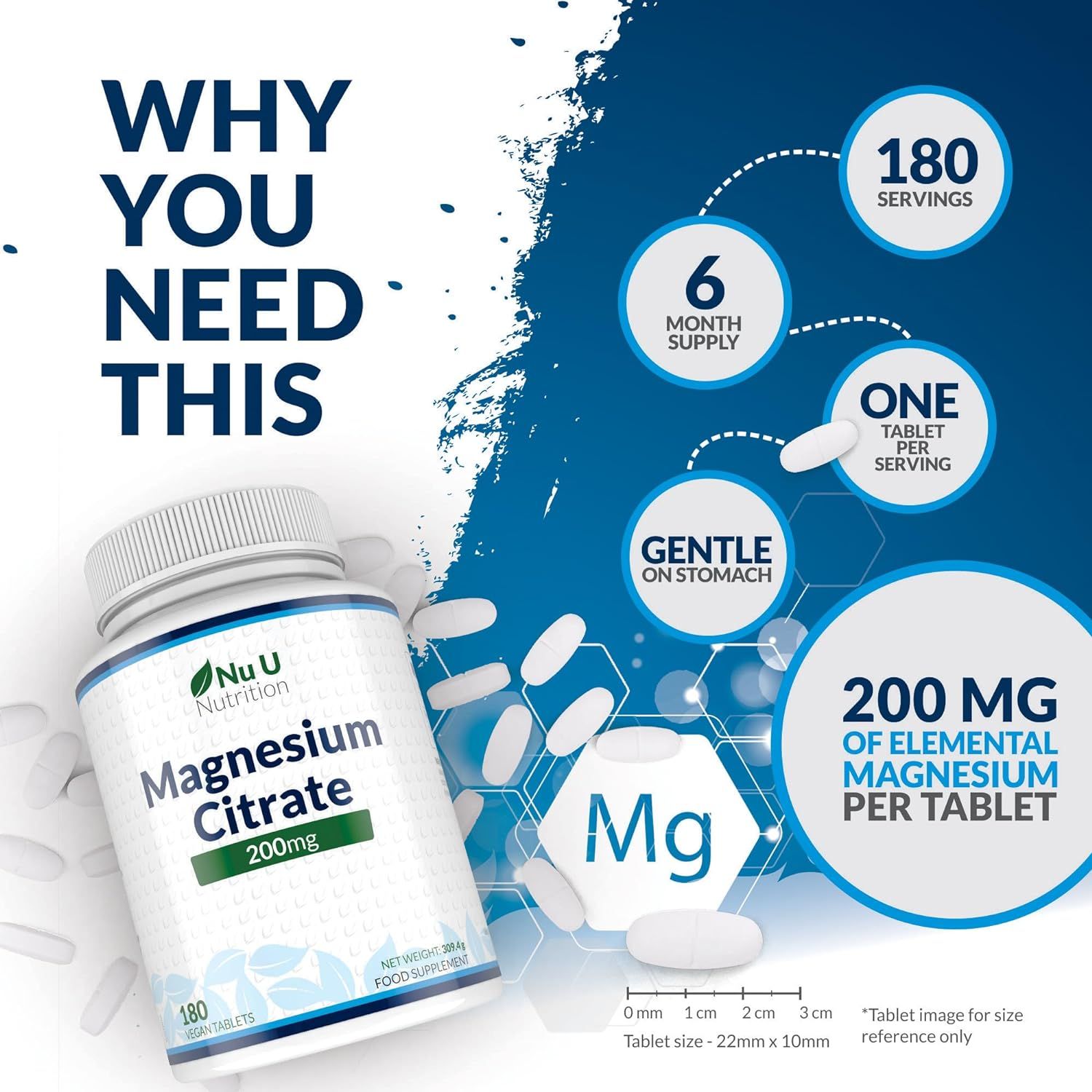 Nu U Nutrition Magnesiumcitrat 200mg
