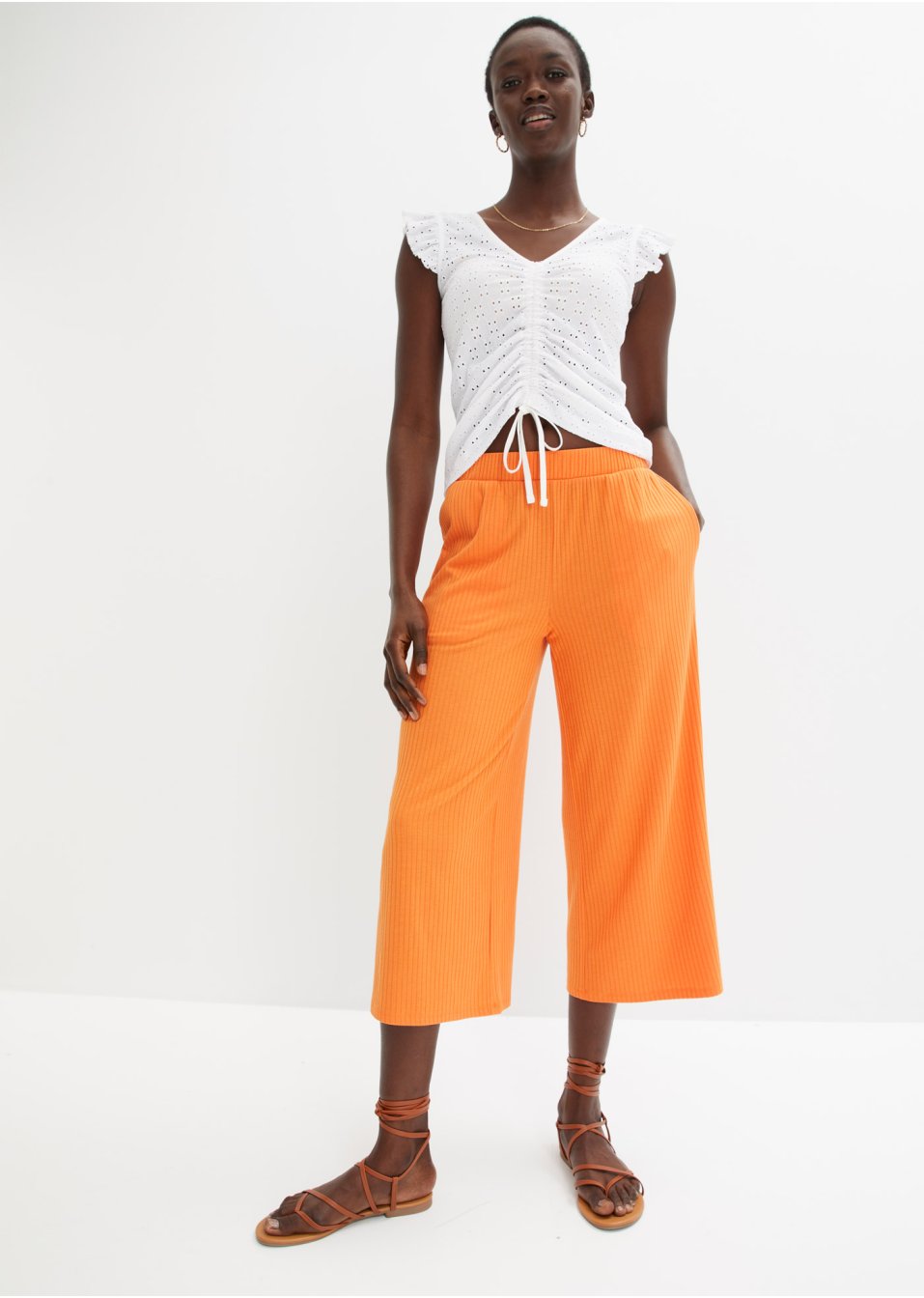 Jupe-culotte en jersey côtelé avec taille confortable