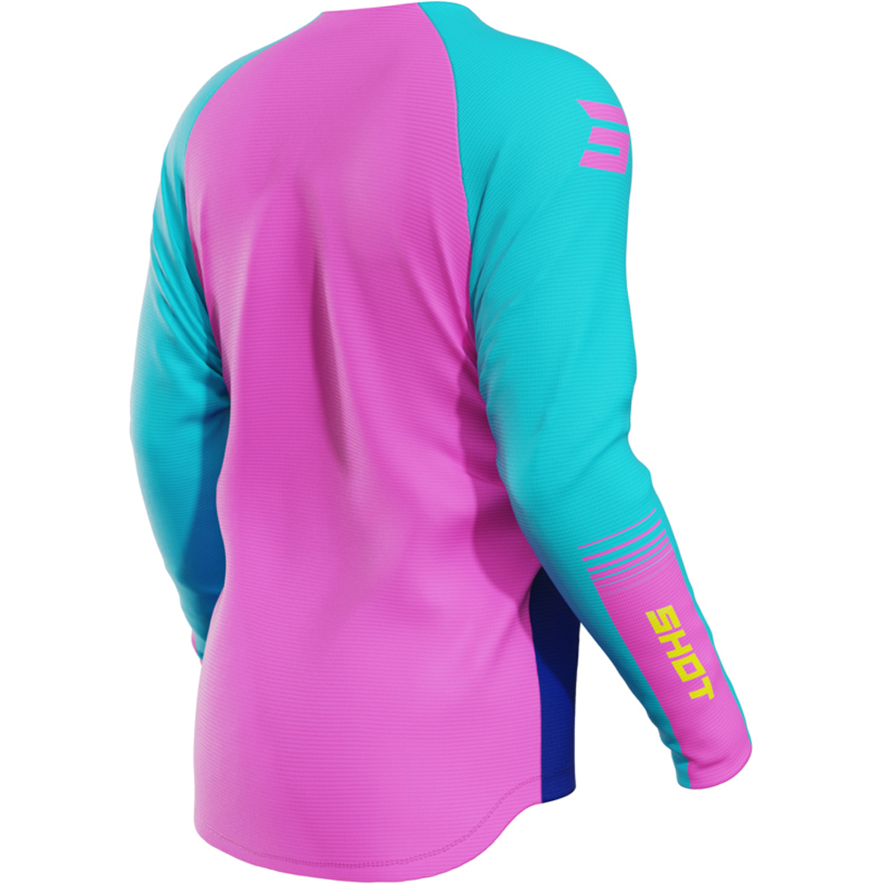 Shot - Maillot enfant Draw Kid Tracer Rose / Turquoise / Jaune fluo