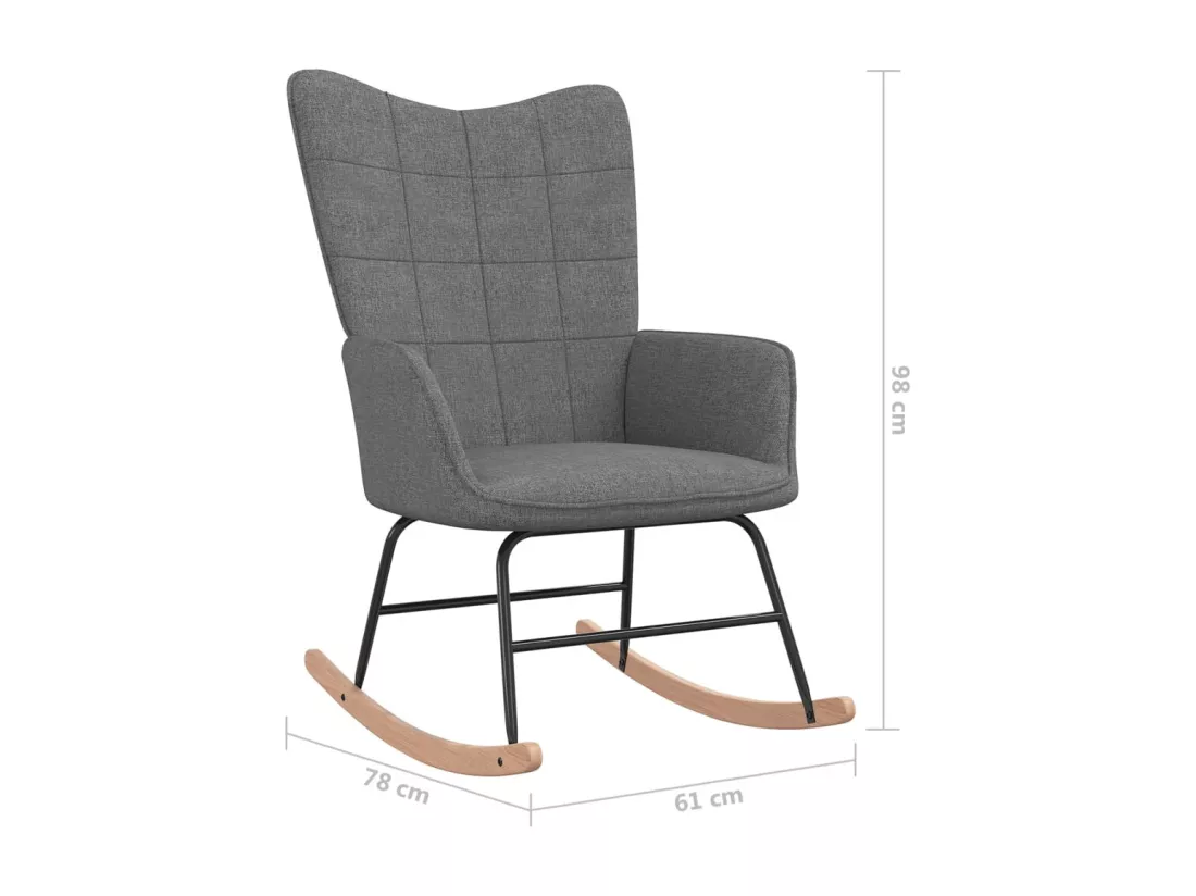 Chaise à bascule avec tabouret Gris foncé Tissu