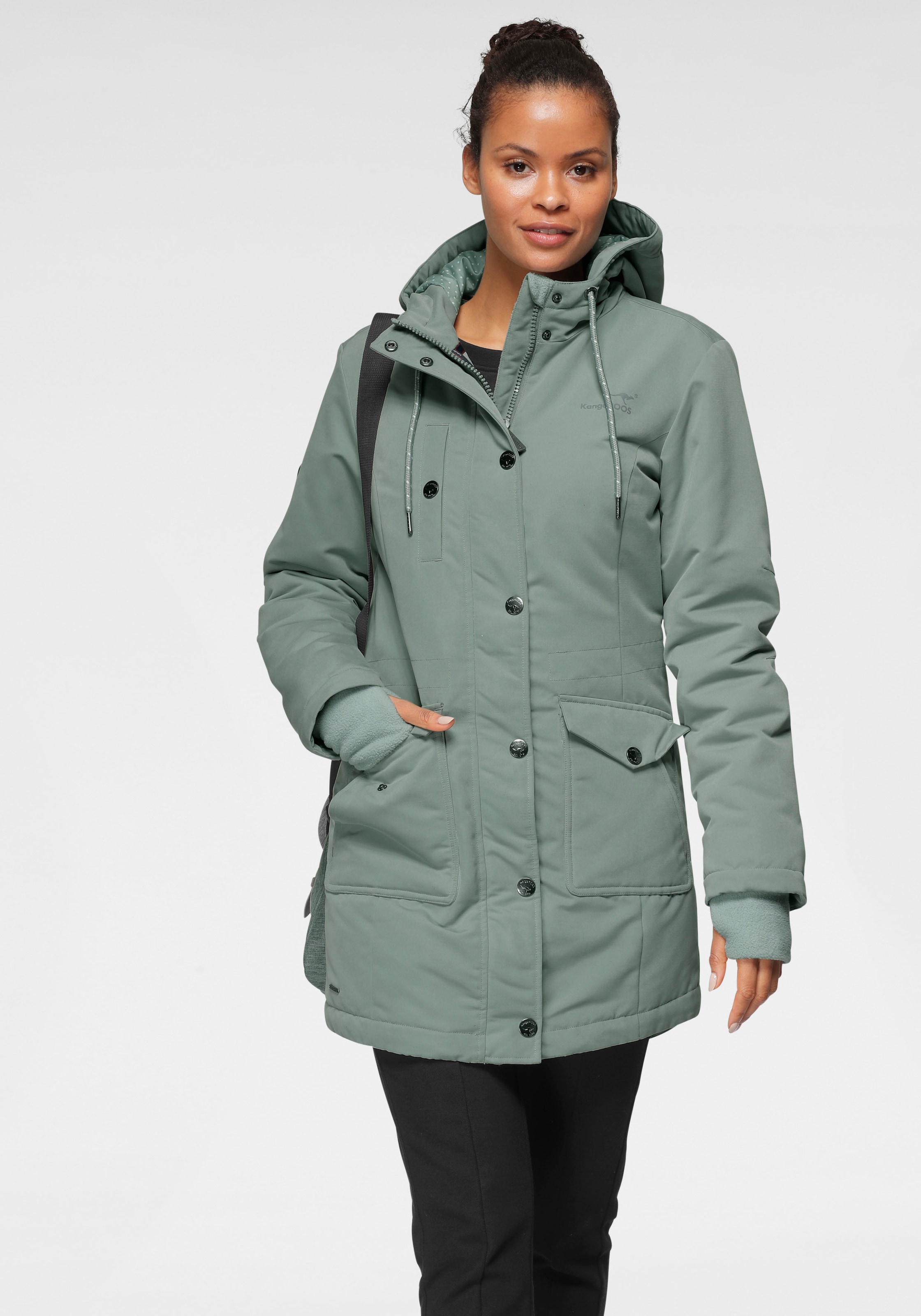 KangaROOS Langjacke mit Kapuze für den Übergang,  aus leichtem Webmaterial,  modisch