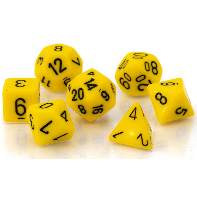 Set de dés : Jaune  et  Noir - Opaque