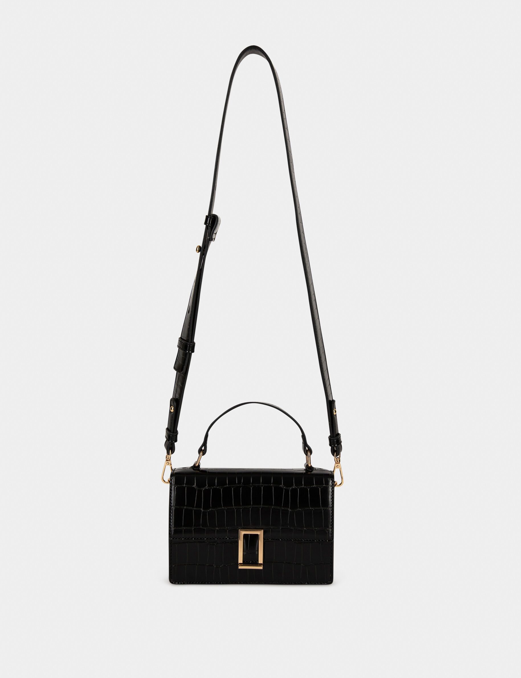 Sac cartable effet croco noir femme - noir
