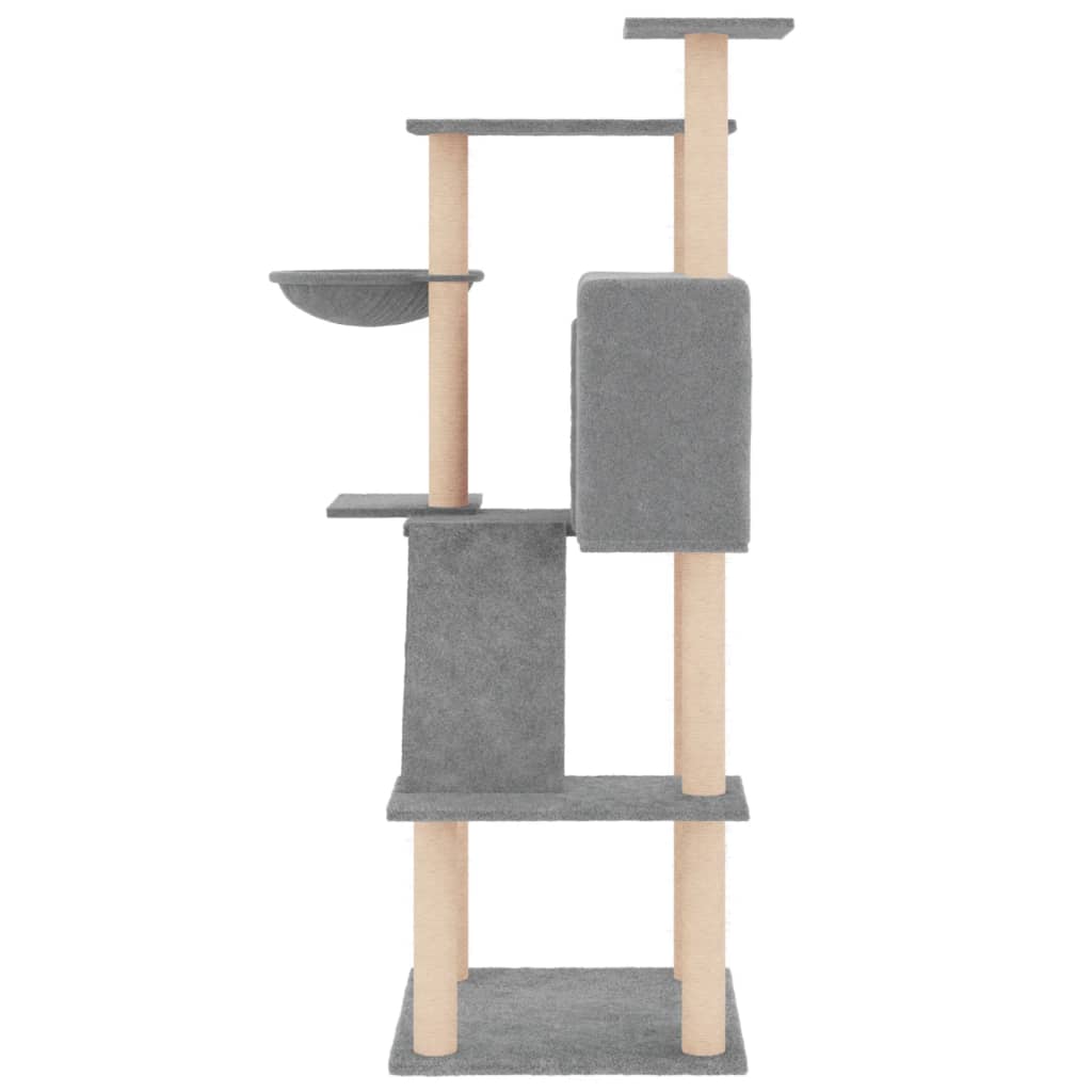 Arranhador para gatos vidaXL com hastes de sisal cinza claro, 143 cm