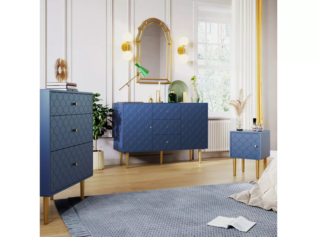 Tables de chevet - 35 x 35 x 50 cm - Panneaux de particules - Bleu marine