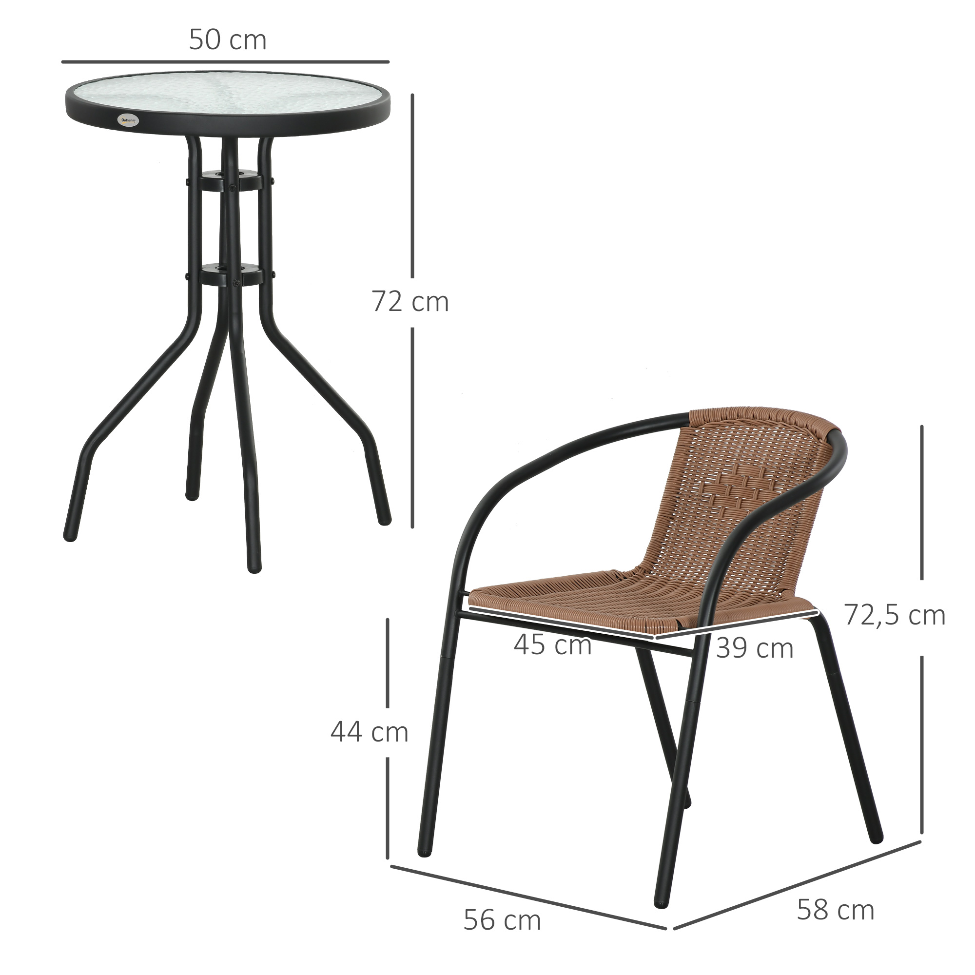 Móveis de jardim Outsunny Brown