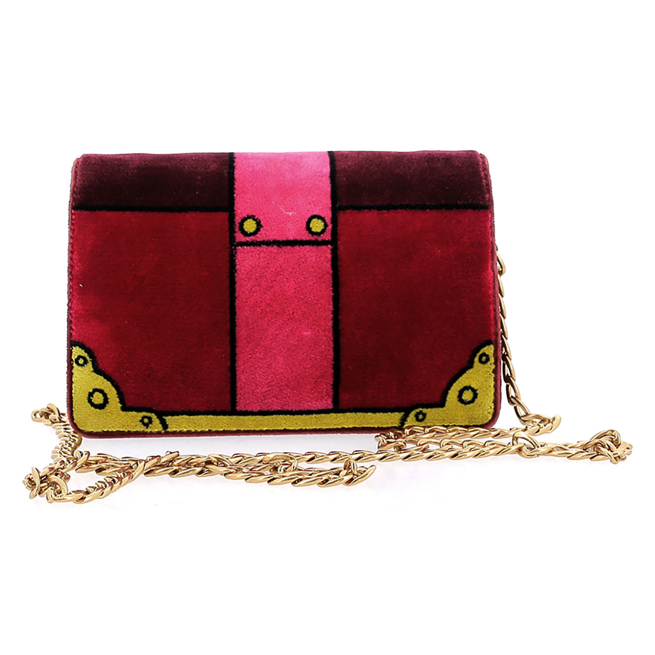 Prada Sac bandoulière Cahier en Velours rose - Très bon état - L.18 cm