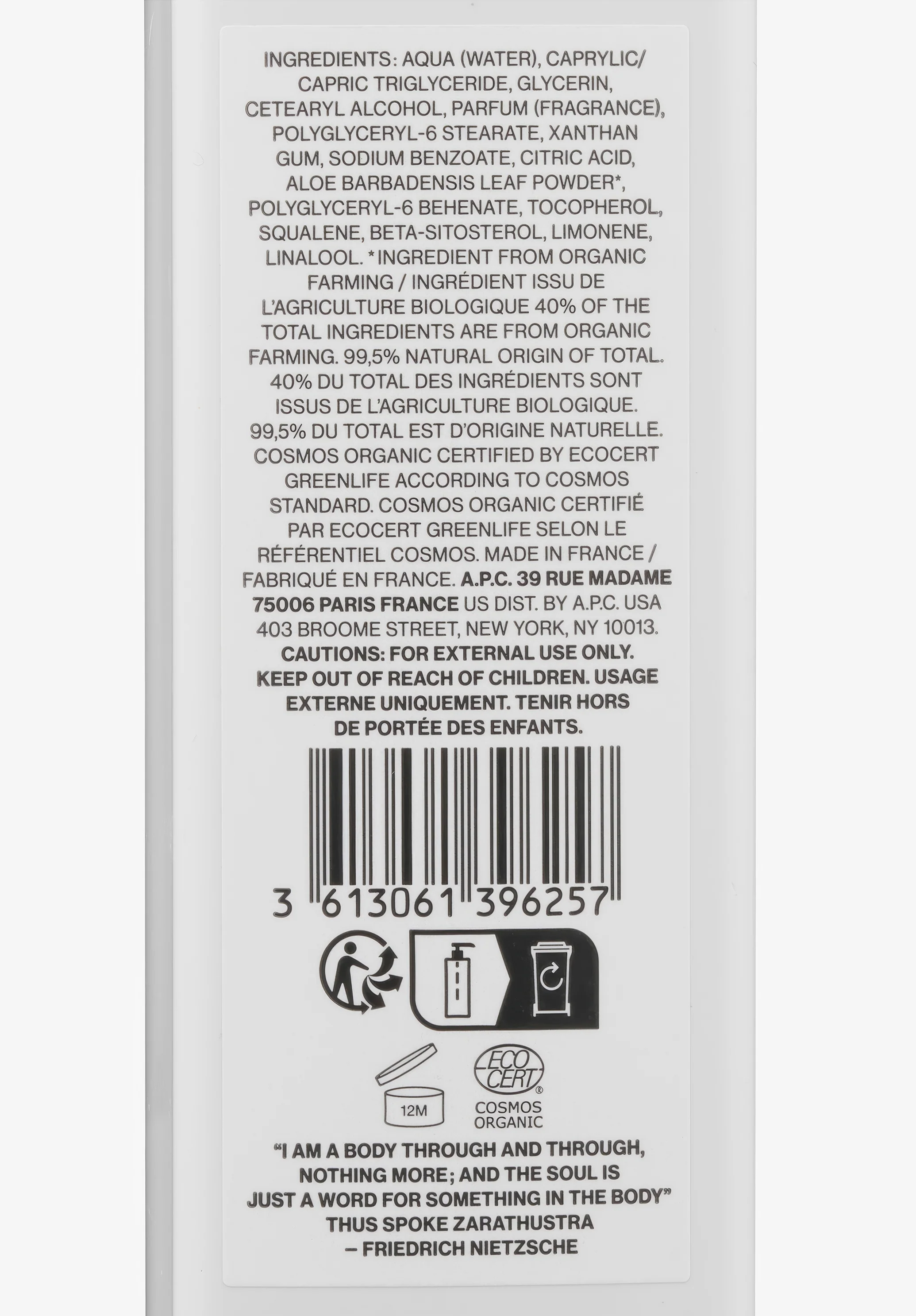 Lotion pour le corps - Cosmos Organic - Blanc