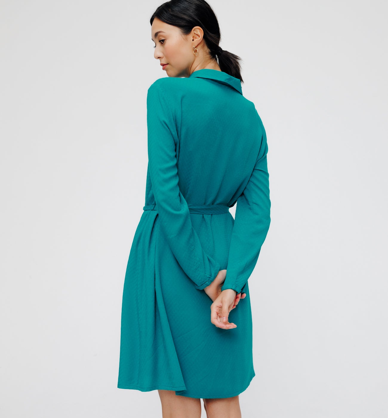 Robe-chemise unie Femme - Vert émeraude