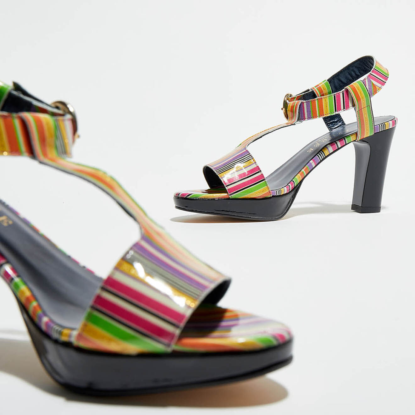 Azurée Cannes Sandales en Cuir verni Fodia multicolores - Talon 9 cm