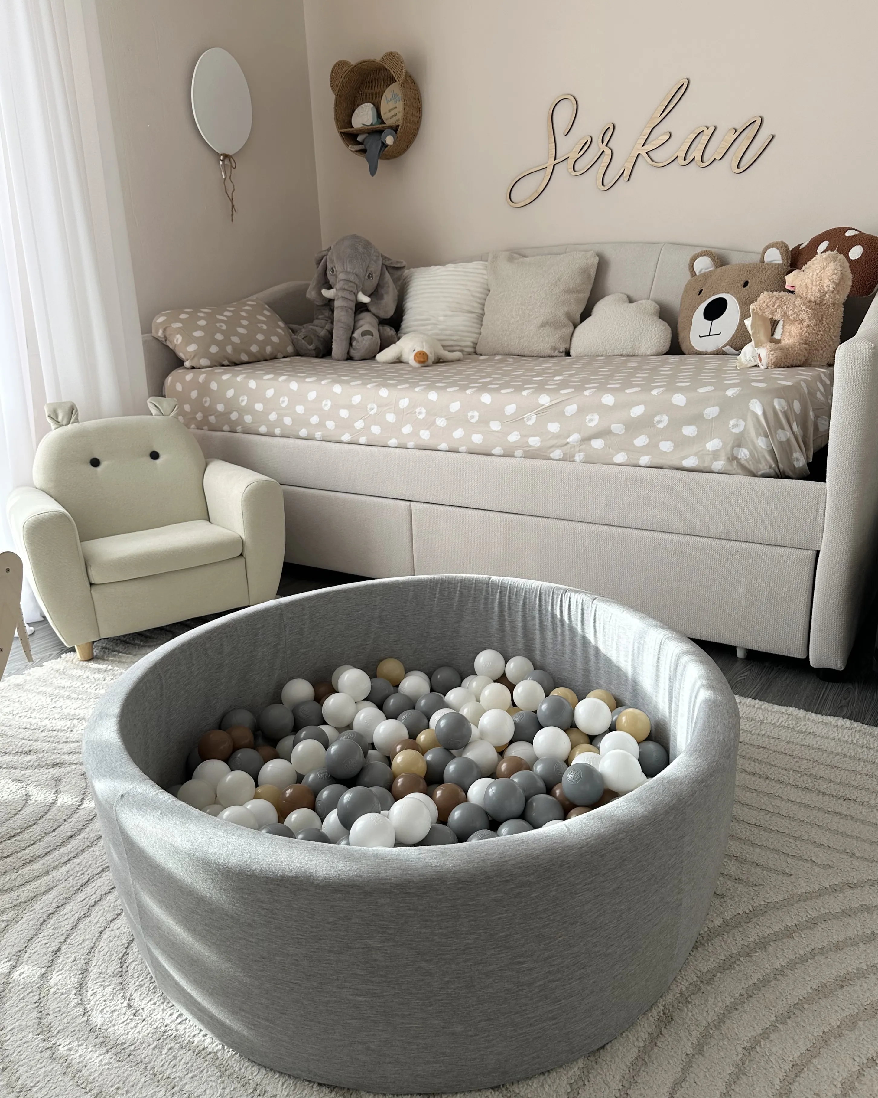 Bedbank met opbergruimte Stof VITTEL 90 x 200 cm Lichtbeige