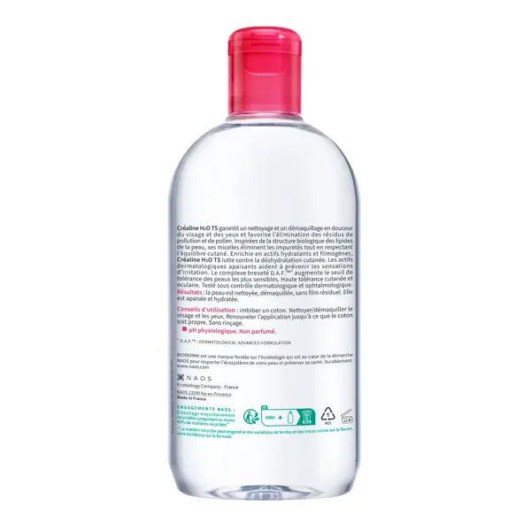 Água Micelar Bioderma Créaline H2O TS para Pele Muito Seca e Sensível - Pacote com 2 x 500ml