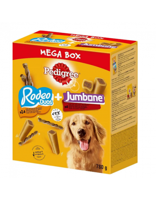 Pedigree Megabox Rodeo Duos  + Jumbone - Hondensnacks - 780 g